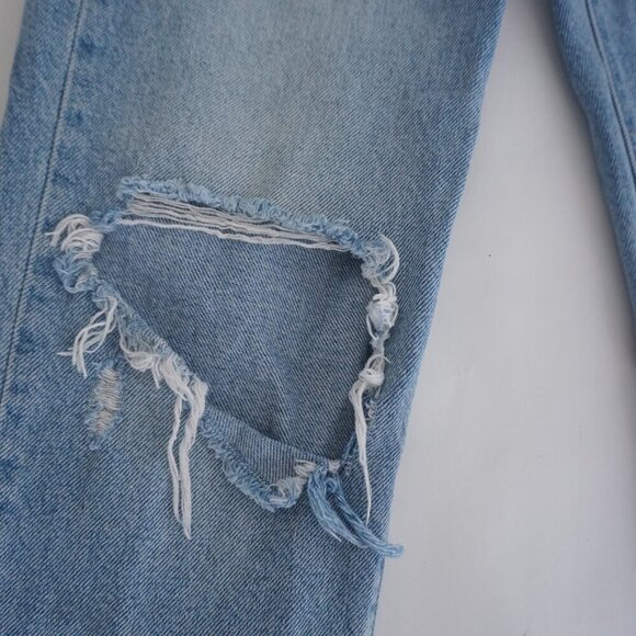 Hidden Light Wash Distressed Skinny Button Fly High Waisted Blue Denim Jeans 26 - Picture 5 of 16